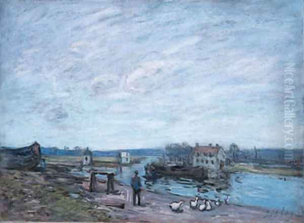 Les oies Saint-Mamms Oil Painting by Alfred Sisley