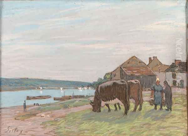 Vaches au paturage Oil Painting by Alfred Sisley