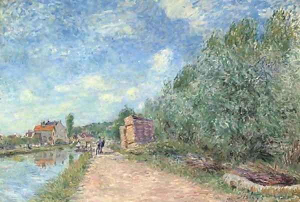 Canal du Loing - Chemin de halage Oil Painting by Alfred Sisley