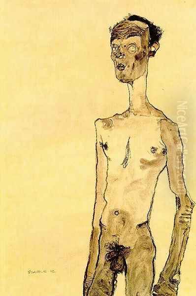 Standing nude man Oil Painting by Egon Schiele