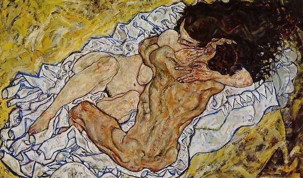 Embrace Aka Lovers II Oil Painting by Egon Schiele