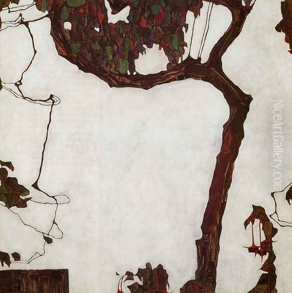 Autumn Tree With Fuchsias Oil Painting by Egon Schiele