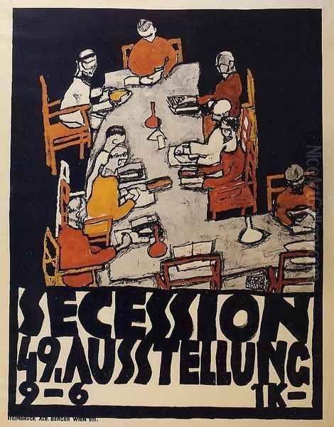 Forty Ninth Secession Exhibition Poster Oil Painting by Egon Schiele