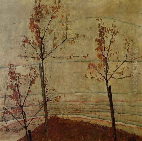 Autumn Trees Oil Painting by Egon Schiele