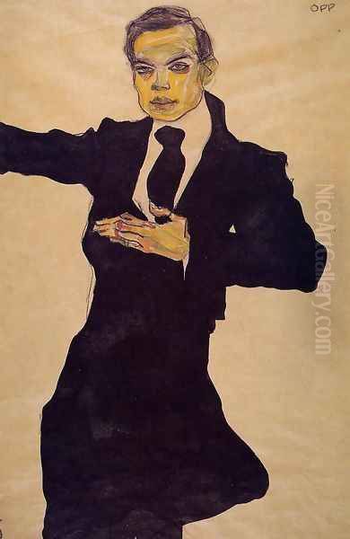 Portrait Of The Painter Max Oppenheimer Oil Painting by Egon Schiele