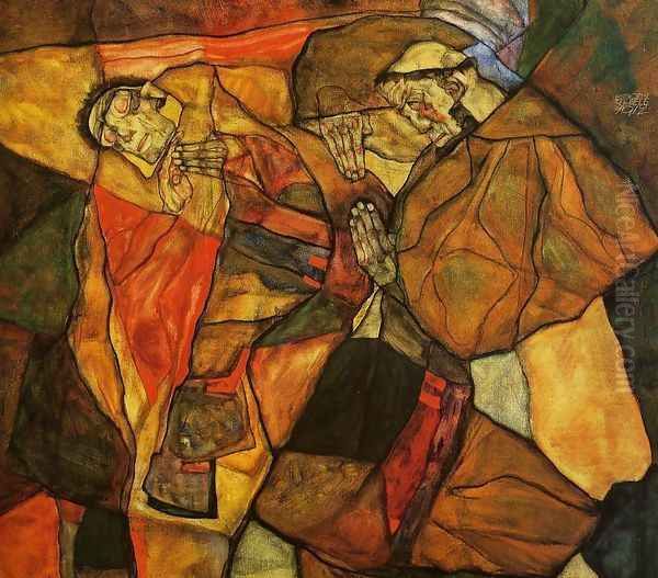 Agony Oil Painting by Egon Schiele