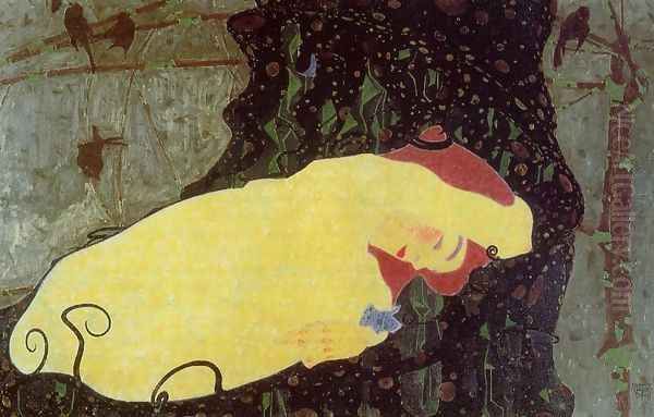 Danae Oil Painting by Egon Schiele