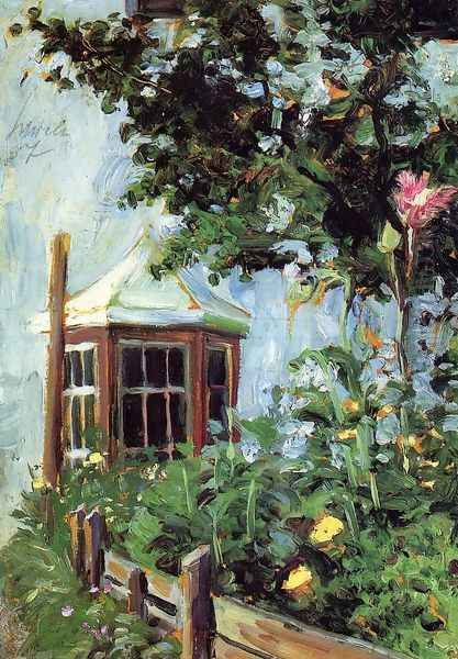 House With A Bay Window In The Garden Oil Painting by Egon Schiele