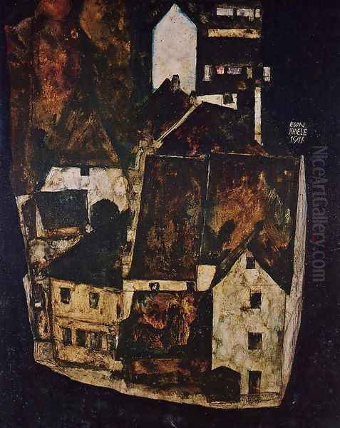 Dead City Aka City On The Dead River Oil Painting by Egon Schiele