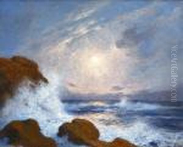 Effet Delumiere Dans Les Vagues Oil Painting by Ferdinand Loyen Du Puigaudeau