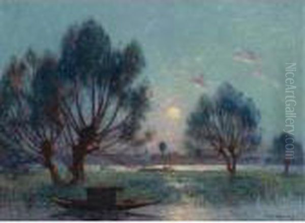 Clair De Lune Au Bord De La Loire Oil Painting by Ferdinand Loyen Du Puigaudeau