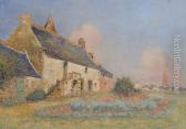 La Maison Et Le Jardin De L'artiste A Kervaudu (le Croisic) Oil Painting by Ferdinand Loyen Du Puigaudeau