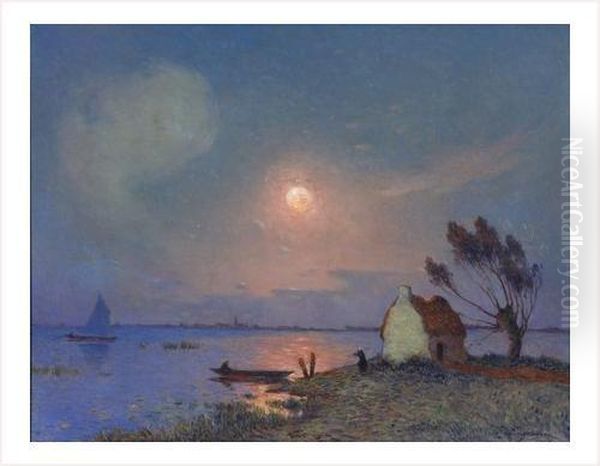 Vue De Briere Au Clair De Lune Oil Painting by Ferdinand Loyen Du Puigaudeau