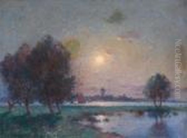 Paysage Au Clair De Lune Oil Painting by Ferdinand Loyen Du Puigaudeau