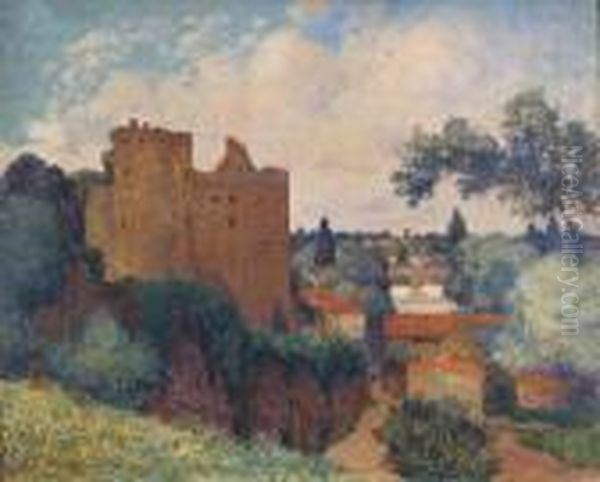 Le Chateau De Clisson Huile Sur Toile Signee En Bas A Gauche Oil Painting by Ferdinand Loyen Du Puigaudeau