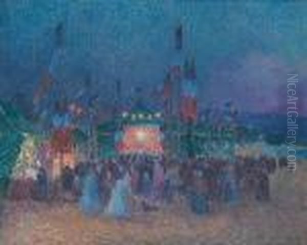 Fete Foraine Du 14 Juillet Oil Painting by Ferdinand Loyen Du Puigaudeau