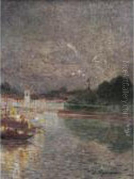 Feu D'artifice Et Fete Foraine Oil Painting by Ferdinand Loyen Du Puigaudeau