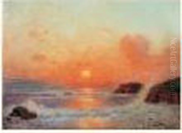 Coucher De Soleil, Pointe Du Croisic Oil Painting by Ferdinand Loyen Du Puigaudeau