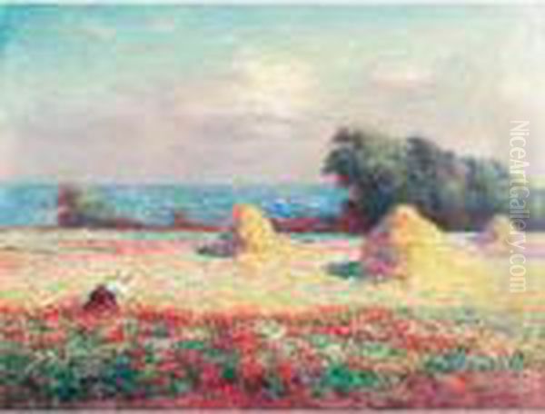 Champ De Coquelicots Oil Painting by Ferdinand Loyen Du Puigaudeau