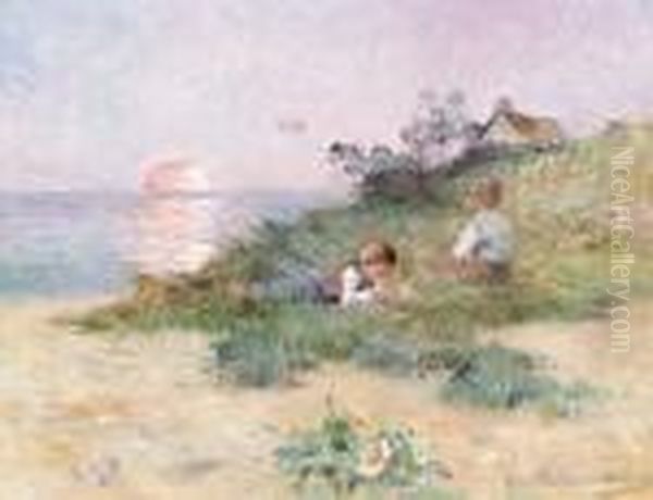 Enfants Sur La Dune Oil Painting by Ferdinand Loyen Du Puigaudeau