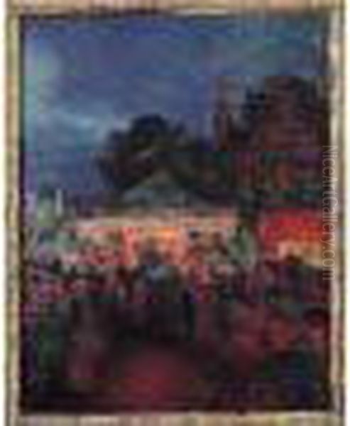 Fete De Nuit Au Croisic, Circa 1897-1898 Oil Painting by Ferdinand Loyen Du Puigaudeau