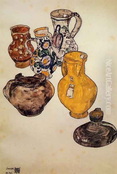 Ceramics Oil Painting by Egon Schiele