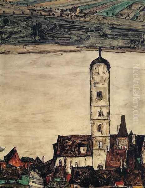 Church In Stein On The Danube Oil Painting by Egon Schiele