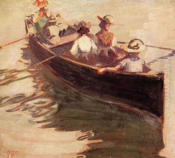 Boating Oil Painting by Egon Schiele