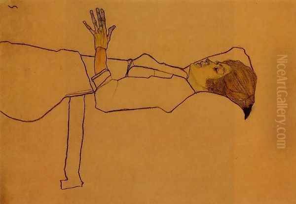 Clothed Woman Reclining Oil Painting by Egon Schiele