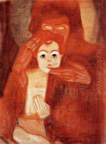 Mother And Child Aka Madonna Oil Painting by Egon Schiele