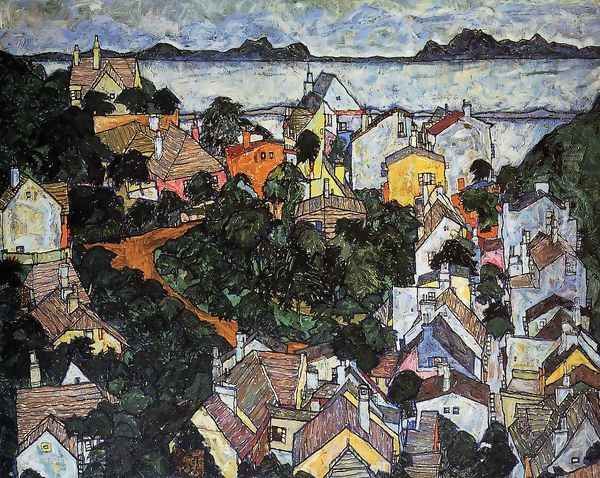 Summer Landscape Krumau Oil Painting by Egon Schiele