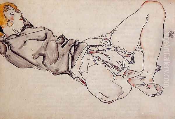 Reclining Woman With Blond Hair2 Oil Painting by Egon Schiele