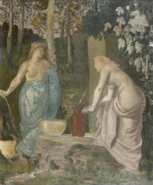 Jeune Fille A La Fontaine Ou La Source, Esquisse Preparatoire Oil Painting by Pierre-Cecile Puvis De Chavannes