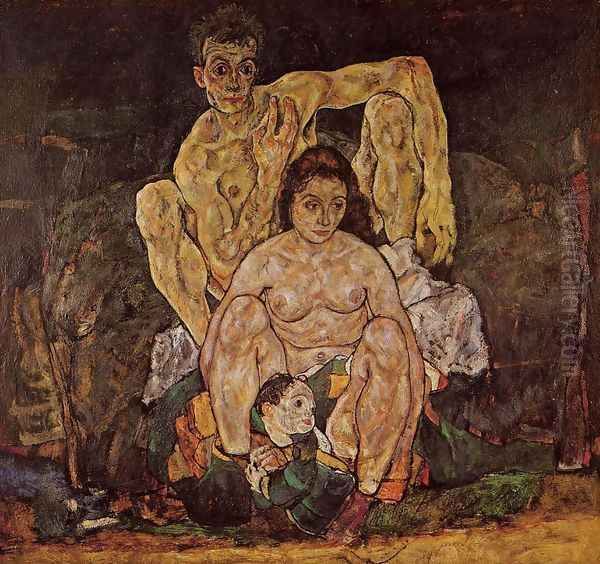 The Family Oil Painting by Egon Schiele