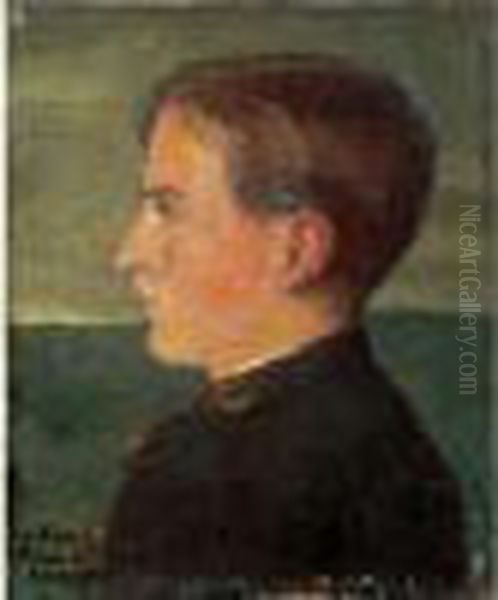 Jeune Homme De Profil En Habit Militaire. Oil Painting by Pierre-Cecile Puvis De Chavannes