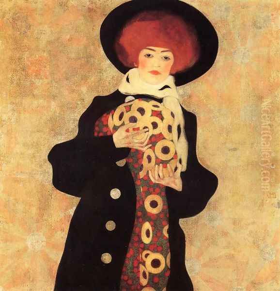 Woman With Black Hat Oil Painting by Egon Schiele