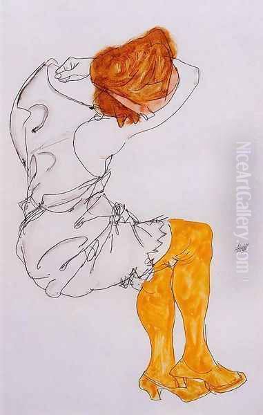 Das Schlafende Madchen Oil Painting by Egon Schiele