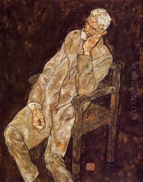 Portrait Of An Old Man Aka Johann Harms Oil Painting by Egon Schiele