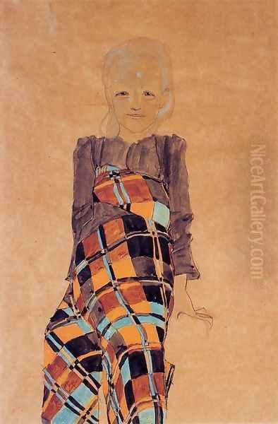 Seated Girl Oil Painting by Egon Schiele