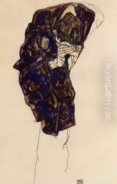 Man Bencind Down Deeply Oil Painting by Egon Schiele