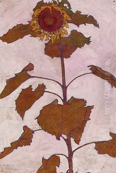 Sunflower2 Oil Painting by Egon Schiele