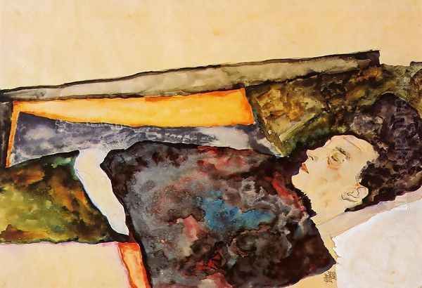 The Artists Mother Sleeping Oil Painting by Egon Schiele