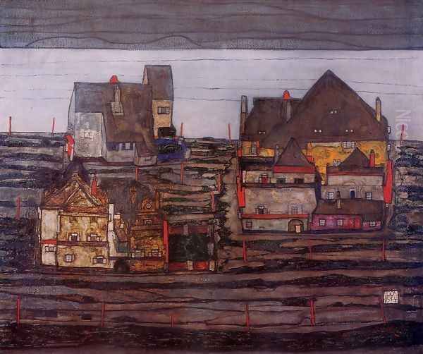 Vorstadt I Oil Painting by Egon Schiele