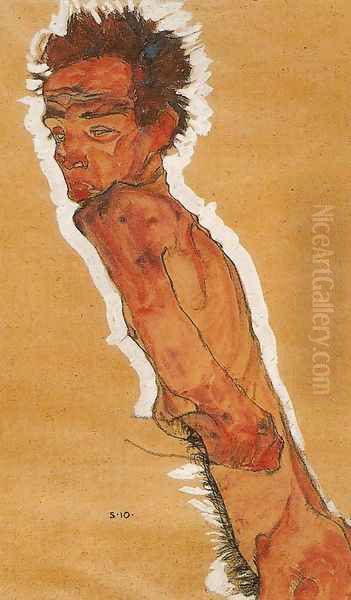 Self-Portrait Nude Oil Painting by Egon Schiele