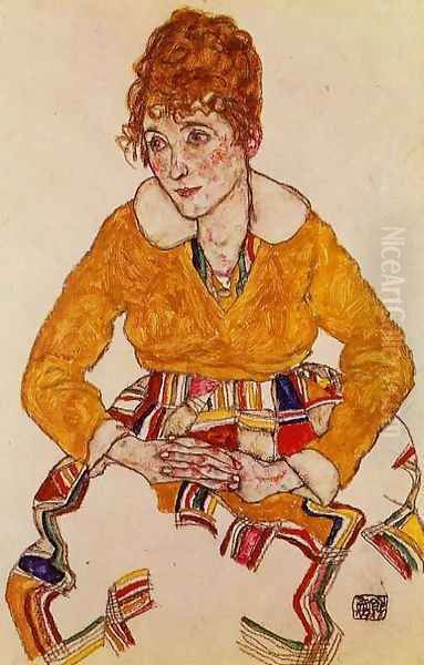 Portrait Of The Artists Wife by Egon Schiele