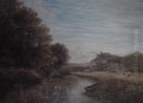 Petworth Castle From The Thames Oil Painting by James Baker Pyne