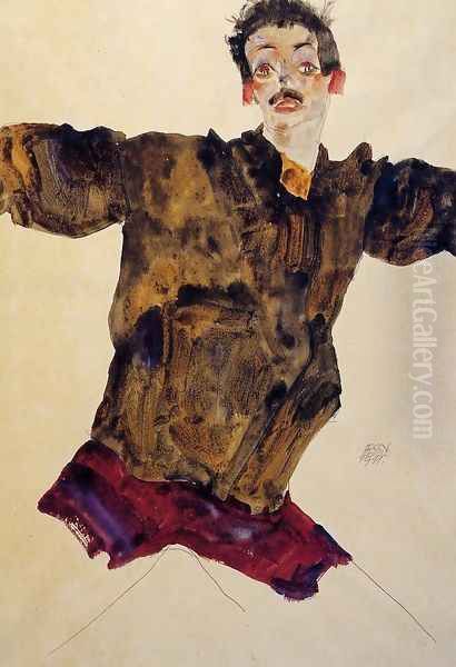 Self Portrait With Outstretched Arms Oil Painting by Egon Schiele