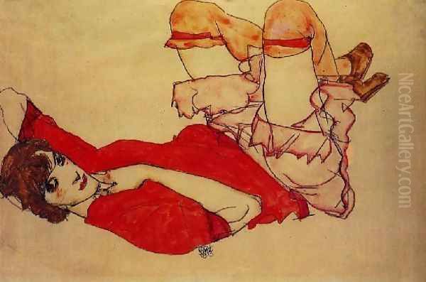 No Title Oil Painting by Egon Schiele