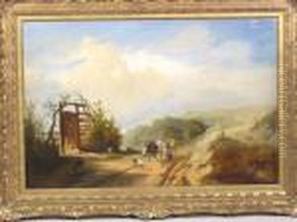 Driving Cattle Along A Country Track Oil Painting by James Baker Pyne