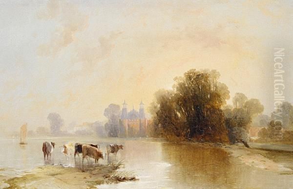 Eton College Seen From The Thames Oil Painting by James Baker Pyne